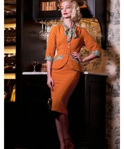 Miss Candyfloss Bonny Fire 40's Blazer Jacket Rust