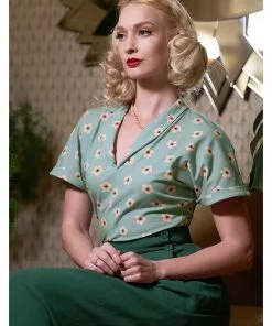 New In Miss Candyfloss Vivienne Gia 40's Top Green