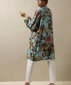 New In One Hundred Stars Eccentric Blooms Midi Kimono Sky Blue 11 New In One Hundred Stars Eccentric Blooms Midi Kimono Sky Blue