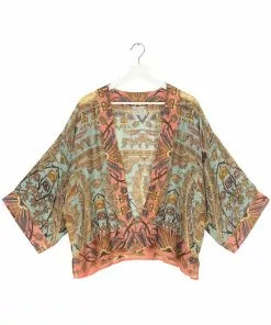 New In One Hundred Stars Decadent Short Kimono Aqua