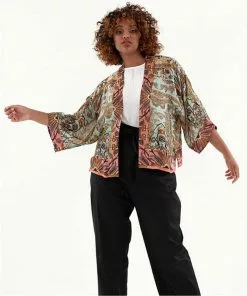 New In One Hundred Stars Decadent Short Kimono Aqua