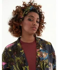 One Hundred Stars Eccentric Blooms Short Kimono Grey New In