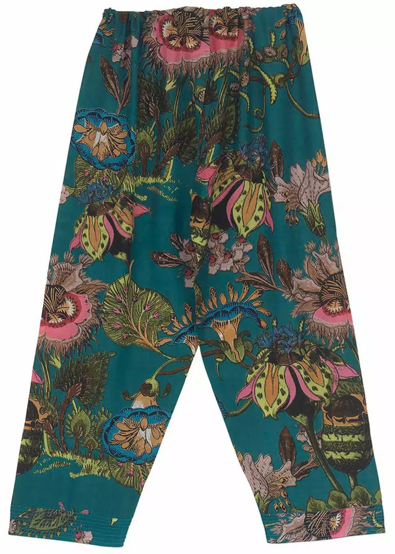 One Hundred Stars Eccentric Blooms Crepe Trousers Teal New In 3 One Hundred Stars Eccentric Blooms Crepe Trousers Teal New In