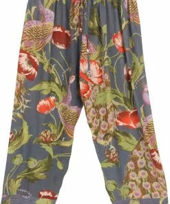 One Hundred Stars Peacock & Poppies Crepe Trousers Grey