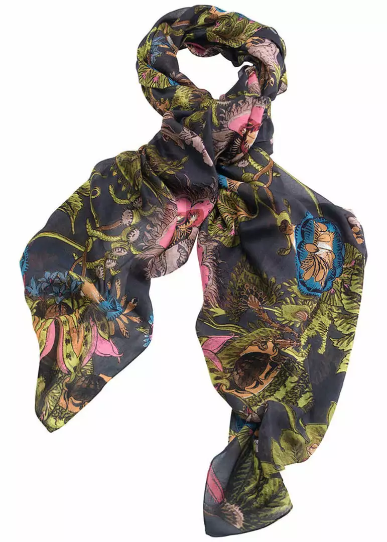 New In One Hundred Stars Eccentric Blooms Scarf Charcoal 3 New In One Hundred Stars Eccentric Blooms Scarf Charcoal