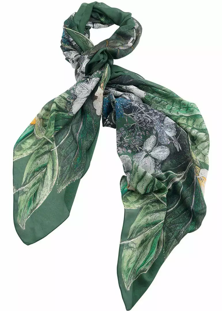 New In One Hundred Stars Hydrangea Scarf Forest Green 3 New In One Hundred Stars Hydrangea Scarf Forest Green