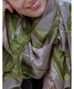 New In One Hundred Stars Passion Flower Scarf Grey