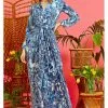 Onjenu Jerry Gena 70's Maxi Dress Blue 1 Onjenu Jerry Gena 70's Maxi Dress Blue
