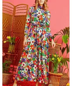Onjenu Lauren Donna 70's Maxi Dress Multi New In