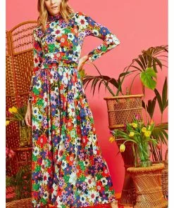 Onjenu Lauren Donna 70's Maxi Dress Multi New In