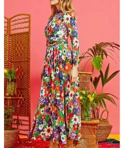 Onjenu Lauren Donna 70's Maxi Dress Multi New In