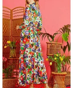 Onjenu Lauren Donna 70's Maxi Dress Multi New In