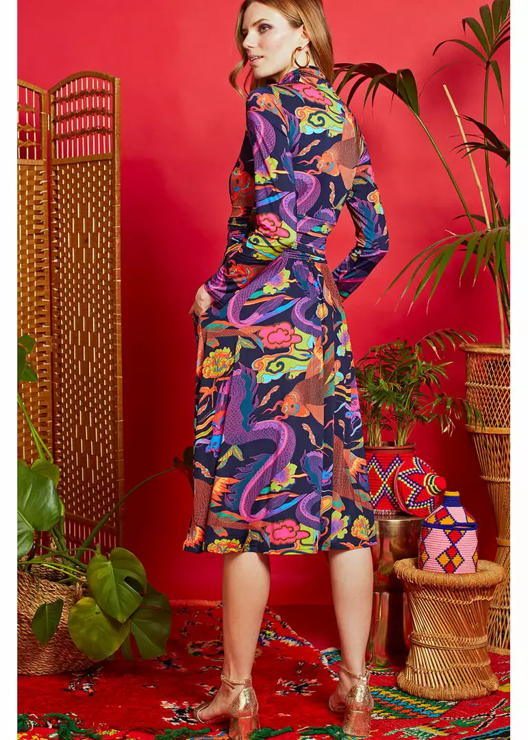 Onjenu Lauren Dragon 70's Midi Dress Neon 5 Onjenu Lauren Dragon 70's Midi Dress Neon