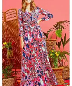 Onjenu Sharon Gena 70's Maxi Dress Pink