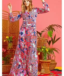 Onjenu Sharon Gena 70's Maxi Dress Pink