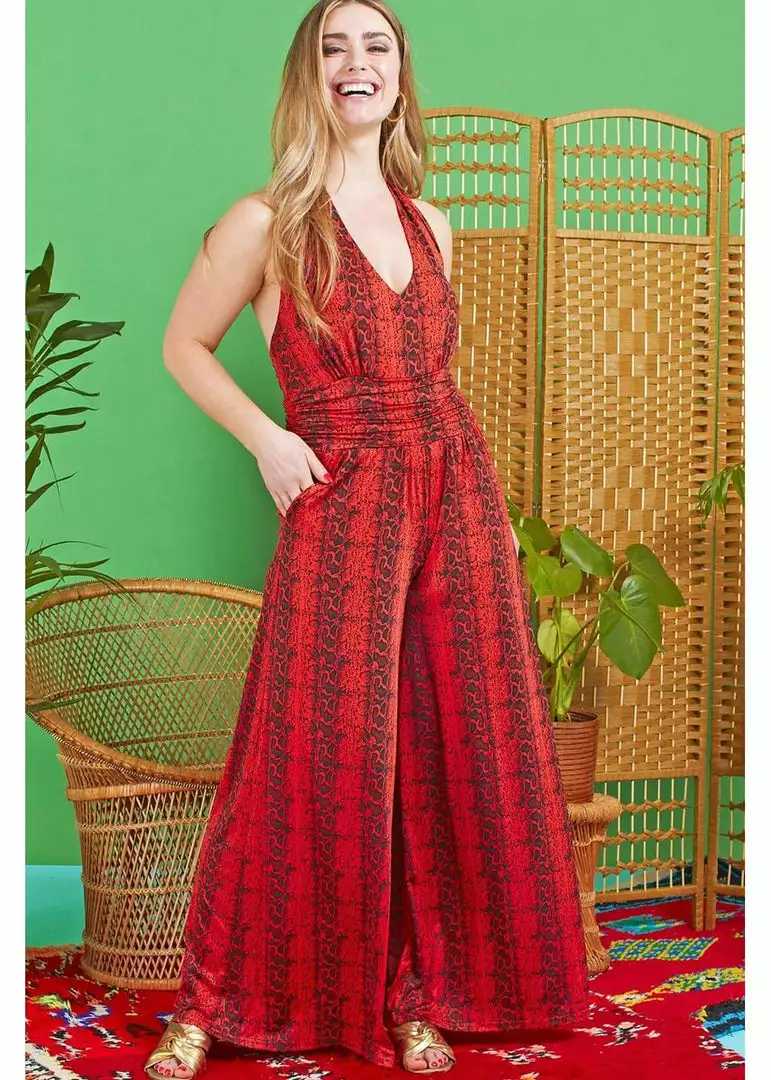 Onjenu Ciara Ophidia 70's Jumpsuit Red New In 3 Onjenu Ciara Ophidia 70's Jumpsuit Red New In