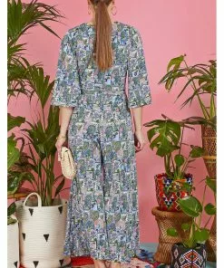 New In Onjenu Laurie Cybele 70's Jumpsuit In Turquoise