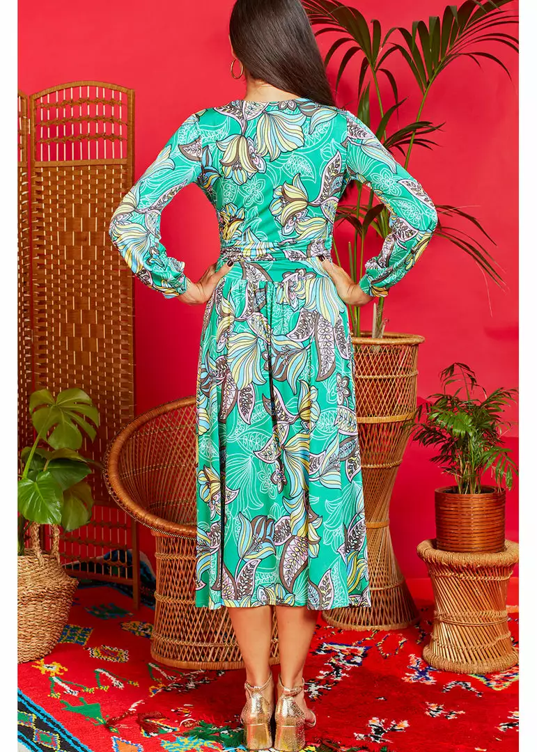 Onjenu Sharon Portia 70's Midi Dress Green 5 Onjenu Sharon Portia 70's Midi Dress Green