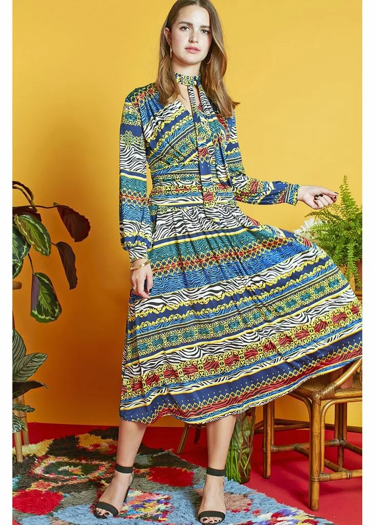 Onjenu Sharon Zebreese 70's Dress Multi 8 Onjenu Sharon Zebreese 70's Dress Multi