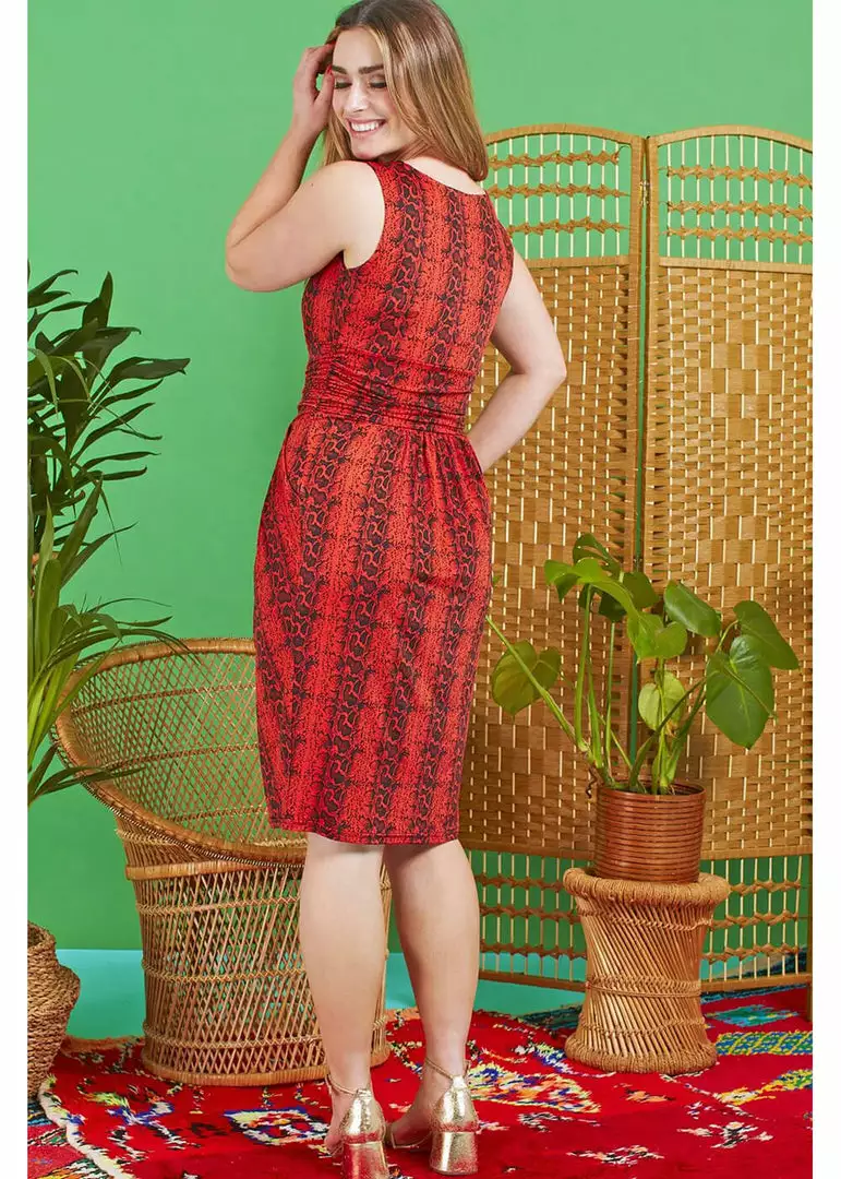 Onjenu Sid Ophidia 60's Pencil Dress Red 6 Onjenu Sid Ophidia 60's Pencil Dress Red