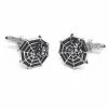 Onyx Art Men Cufflinks Spider On Web Silver