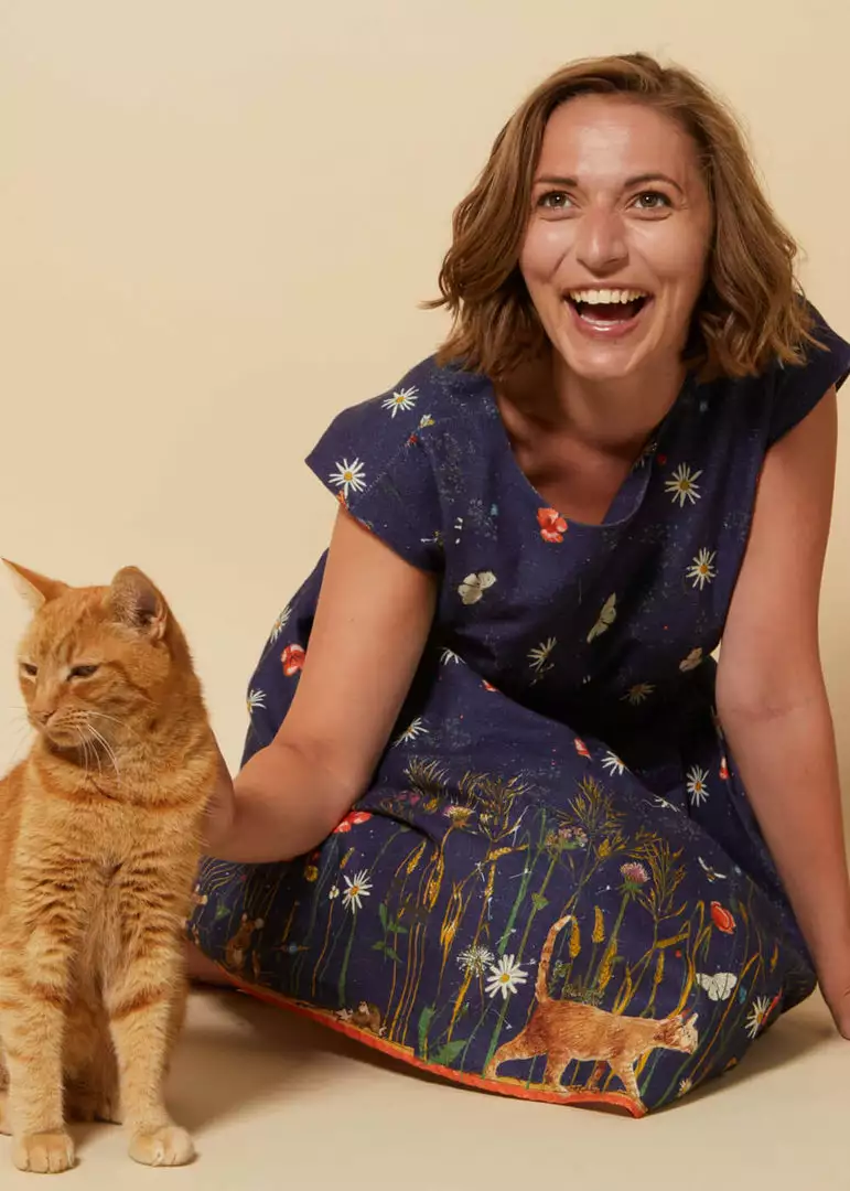 Palava Beatrice Cornflower 50's Swing Dress Navy