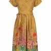 Palava Esme Wildflower 40's Dress Mustard 2 Palava Esme Wildflower 40's Dress Mustard