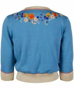 Palava Vera Cardigan Edible Flowers 40's Cardigan Chalk Blue
