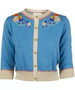 Palava Vera Cardigan Edible Flowers 40's Cardigan Chalk Blue
