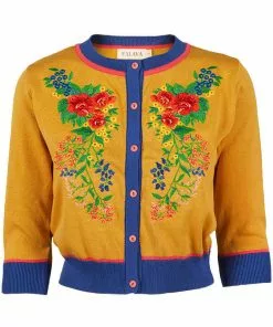 Palava Vera Cardigan Mexican Rose 40's Cardigan Mustard New In