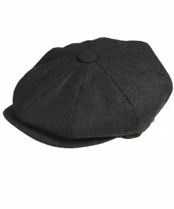 Peaky Blinders Newsboy Herringbone Cap Black