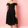 Pretty Dress Company Fatale Bow 50's Midi Swing Dress Black New In