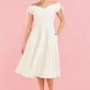 Pretty Dress Company Fatale Bow 50's Midi Swing Dress Ivory New In