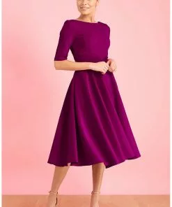 Pretty Dress Company Hepburn 50's Swing Dress Berry