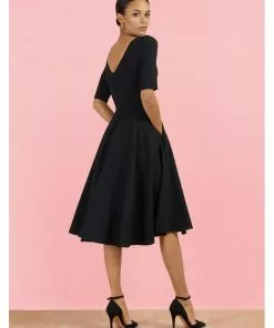 Pretty Dress Company Hepburn 50's Swing Dress Black