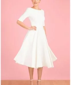 New In Pretty Dress Company Hepburn 50's Swing Dress Ivory