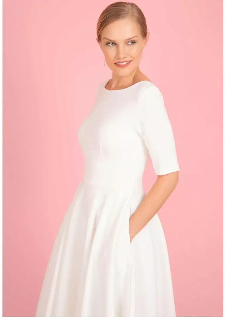 New In Pretty Dress Company Hepburn 50's Swing Dress Ivory 4 New In Pretty Dress Company Hepburn 50's Swing Dress Ivory