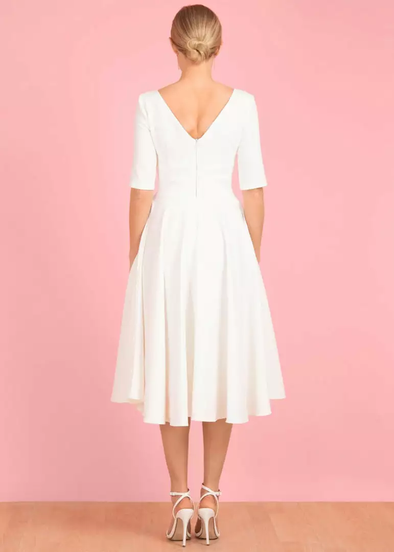 New In Pretty Dress Company Hepburn 50's Swing Dress Ivory 5 New In Pretty Dress Company Hepburn 50's Swing Dress Ivory