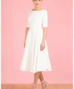 New In Pretty Dress Company Hepburn 50's Swing Dress Ivory 12 New In Pretty Dress Company Hepburn 50's Swing Dress Ivory