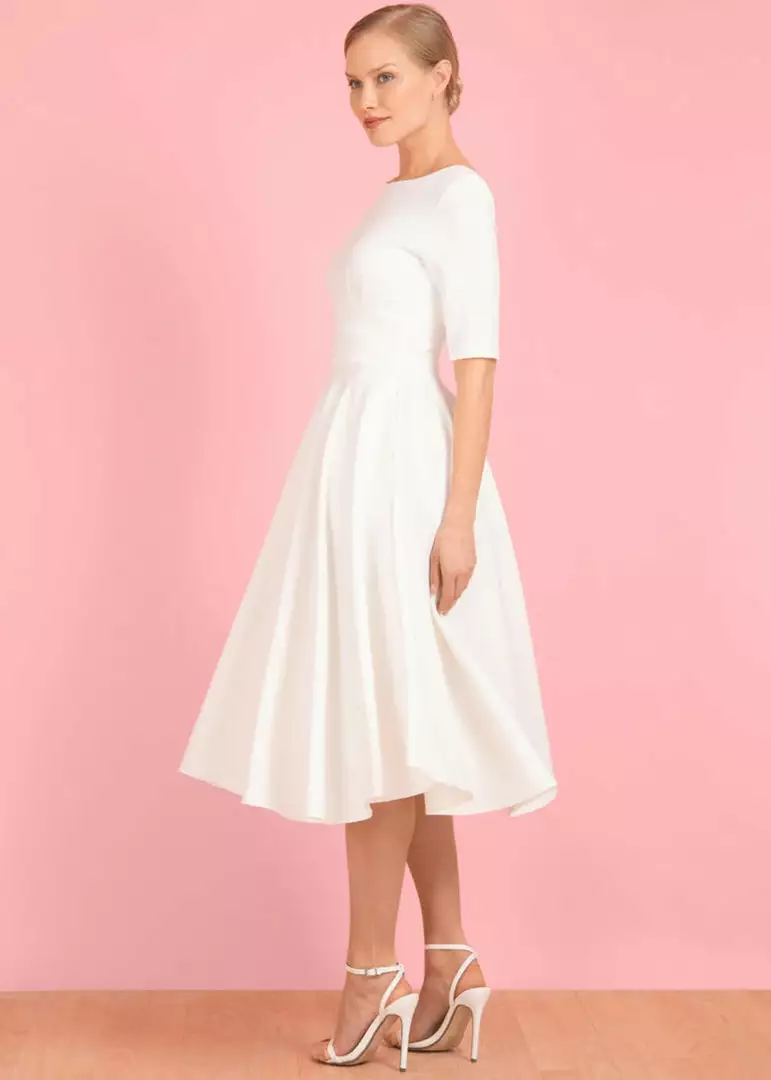 New In Pretty Dress Company Hepburn 50's Swing Dress Ivory 6 New In Pretty Dress Company Hepburn 50's Swing Dress Ivory