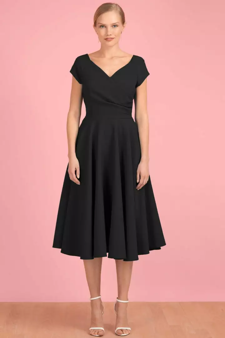 Pretty Dress Company Hourglass 50's Swing Dress Black 5 Pretty Dress Company Hourglass 50's Swing Dress Black