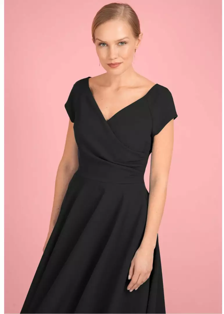 Pretty Dress Company Hourglass 50's Swing Dress Black 4 Pretty Dress Company Hourglass 50's Swing Dress Black