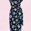 New In Pretty Dress Company Hourglass Verona 50's Pencil Dress Black Blue