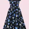 New In Pretty Dress Company Hourglass Verona 50's Swing Dress Black Blue