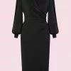 New In Pretty Dress Company Jenson 50's Pencil Dress Black 2 New In Pretty Dress Company Jenson 50's Pencil Dress Black
