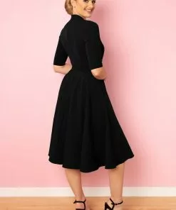 Pretty Dress Company Leyla 50's Midi Swing Dress Black