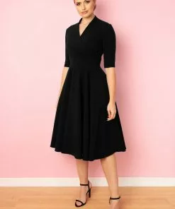 Pretty Dress Company Leyla 50's Midi Swing Dress Black