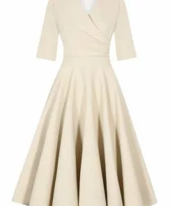 New In Pretty Dress Company Leyla 50's Midi Swing Dress Champagne
