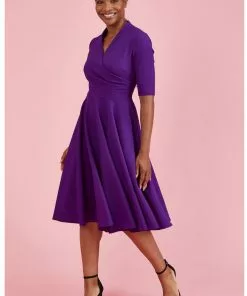 Pretty Dress Company Leyla 50's Swing Dress Purple 9 Pretty Dress Company Leyla 50's Swing Dress Purple