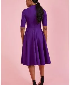Pretty Dress Company Leyla 50's Swing Dress Purple 10 Pretty Dress Company Leyla 50's Swing Dress Purple